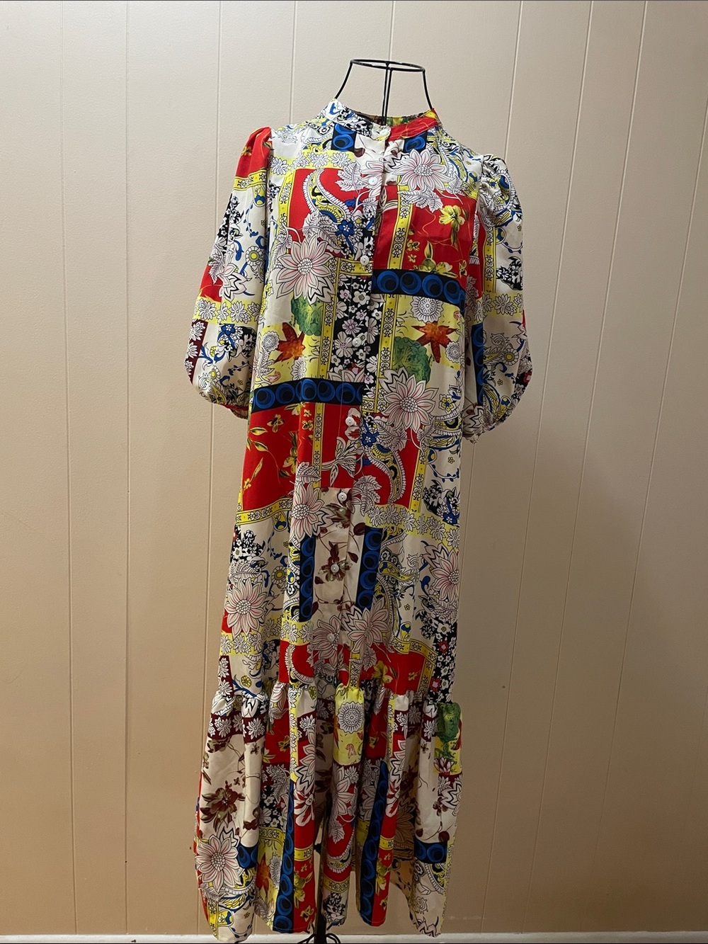 Multicolor Patchwork Floral Maxi Dress - Women